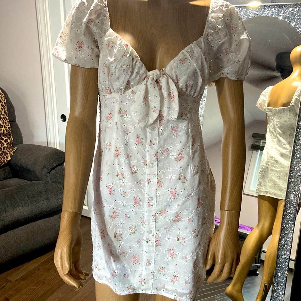 Dolls kill x blue blish collab white and pink floral dress size M